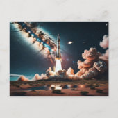 Opstijgen van raketschip briefkaart (Voorkant)