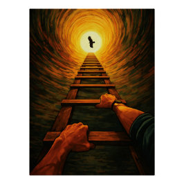 Opstijgende Ladder naar Licht Arend Vrijheid Symbo Perfect Poster