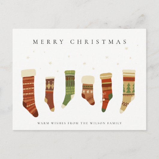 OPSTOKKEN VAN ELEGANTE PASTEL RED GREEN STAR CHIRS FEESTDAGENKAART (Voorkant)