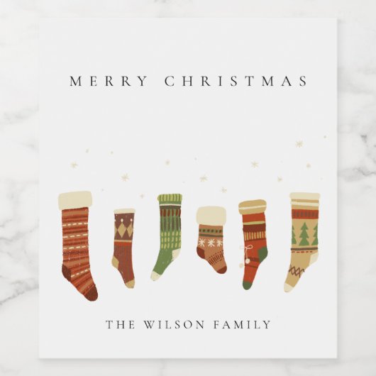 OPSTOKKEN VAN ELEGANTE PASTEL RED GREEN STAR CHIRS WIJN ETIKET (Enkel label)