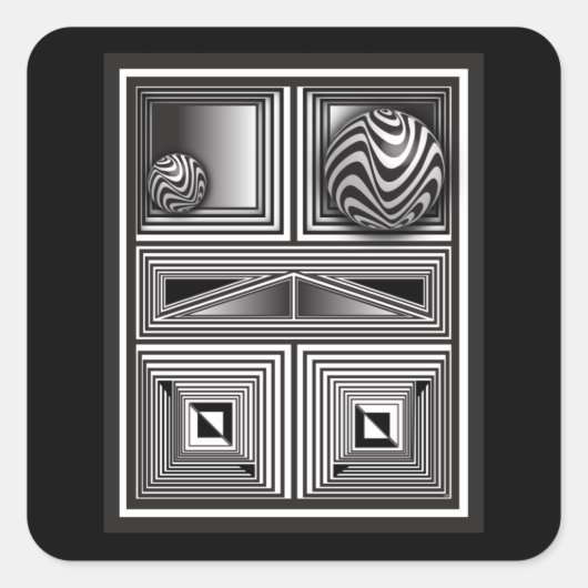Optica via vormen vierkante sticker (Voorkant)