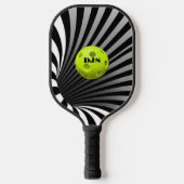 Optical Illusion Black, White Striped Pickleball Paddle (Voorkant)