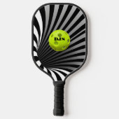 Optical Illusion Black, White Striped Pickleball Paddle (Achterkant)