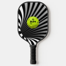 Optical Illusion Black, White Striped Pickleball Paddle
