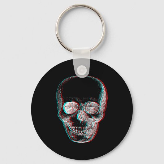 Optical Illusion Halloween Skeleton Skull Sleutelhanger (Voorkant)