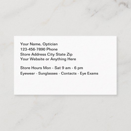 Optical Store Opticien Visitekaartjes (Achterkant)