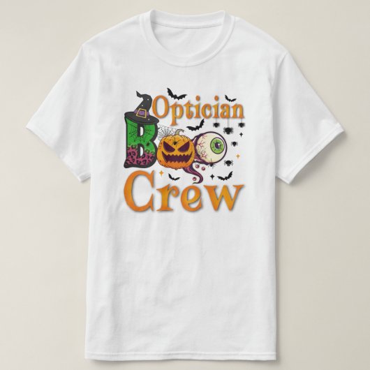 Opticien Boo Crew Ghost Funny Opticien Halloween T-shirt (Design voorkant)