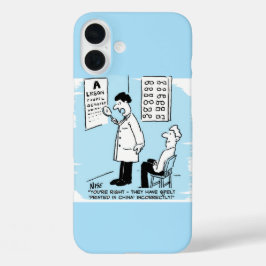 Opticien controleert het draaien op een optische w iPhone 16 plus hoesje