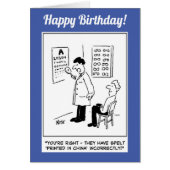 Opticien die een oogtest afgeeft (Voorkant)