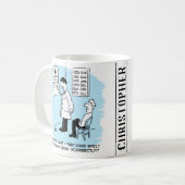 Opticien die een oogtest afgeeft koffiemok (Voorkant links)