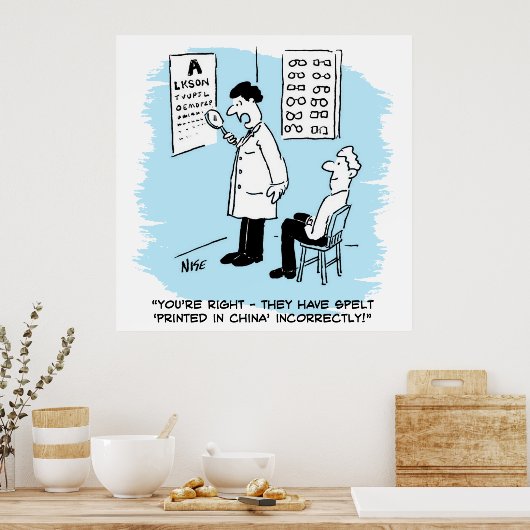 Opticien die een oogtest afgeeft poster (Keuken)