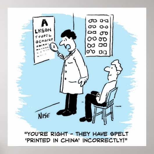 Opticien die een oogtest geeft poster (Voorkant)