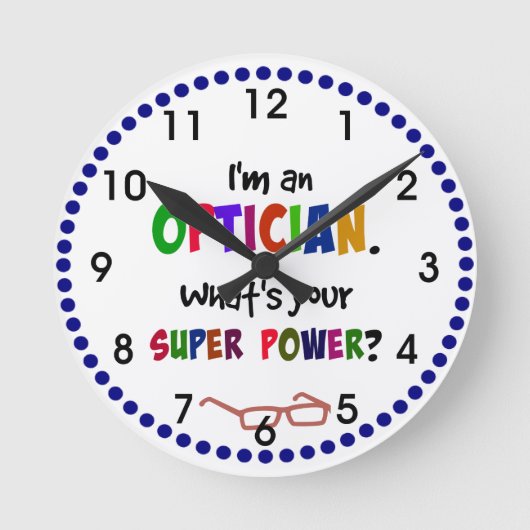 Opticien humor, kleurrijk ontwerp ronde klok (Voorkant)