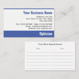 Opticien Next Appointment Card Visitekaartje