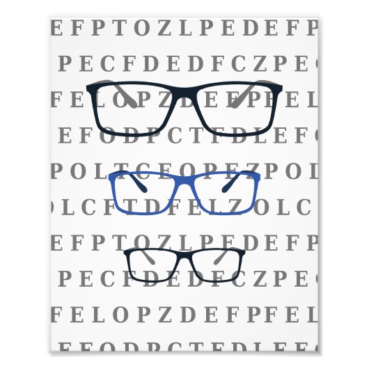 Opticien Oogtest Grafiek en Bril Foto Afdruk (Voorkant)
