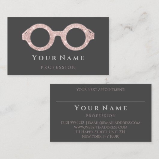 Opticien Roos Oogzorg Optische glazen grijs Visitekaartje (Voorkant / Achterkant)