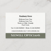 Opticiens & Optometristen Visitekaartje. Visitekaartje (Achterkant)