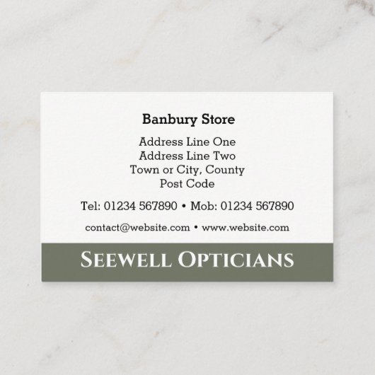 Opticiens & Optometristen Visitekaartje. Visitekaartje (Achterkant)