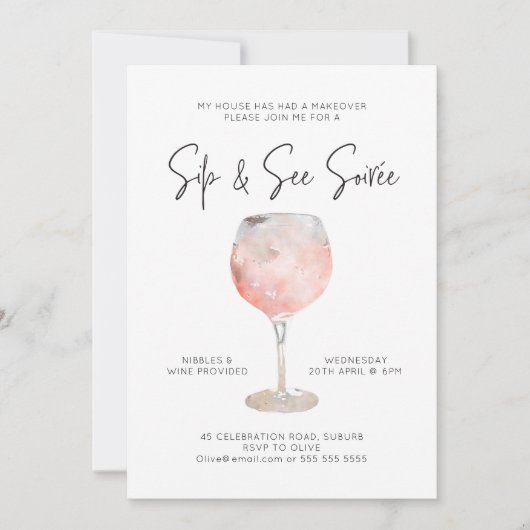 Optie 1: Sip & See Soiree Invitation Kaart (Voorkant)