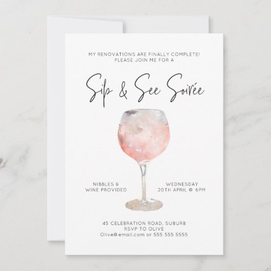 Optie 5: Sip & See Soiree Invitation Kaart (Voorkant)