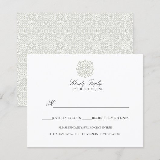Optie menu Chic Tegels elegant WEDDING REPLY (Voorkant / Achterkant)