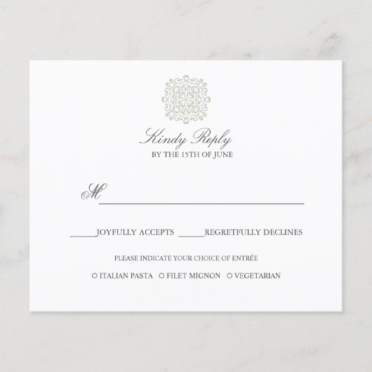 Optie menu Chic Tegels elegant WEDDING REPLY (Voorkant)