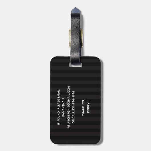 Optie Moderne zwarte modulestrips Bagagelabel (Achterkant verticaal)