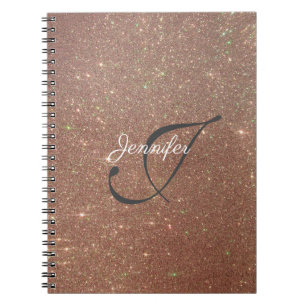 Optie Roos Gold Glitter Modern Monogram Notitieboek