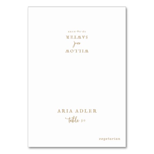 Optie voor Rustige Gold Script Wedding Menu-opberg Kaart (Voorkant)