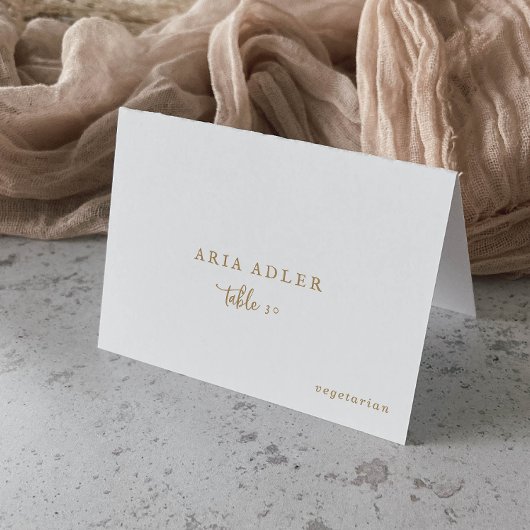 Optie voor Rustige Gold Script Wedding Menu-opberg Kaart