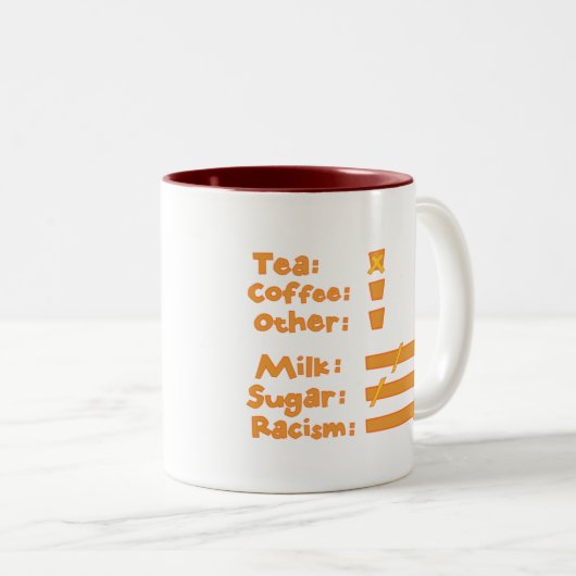 Opties, opties, opties tweekleurige koffiemok (Voorkant rechts)