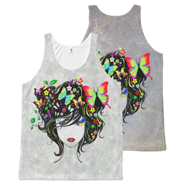Opties voor vlinder 1A All-Over-Print Tank Top (Voorkant en achterkant)