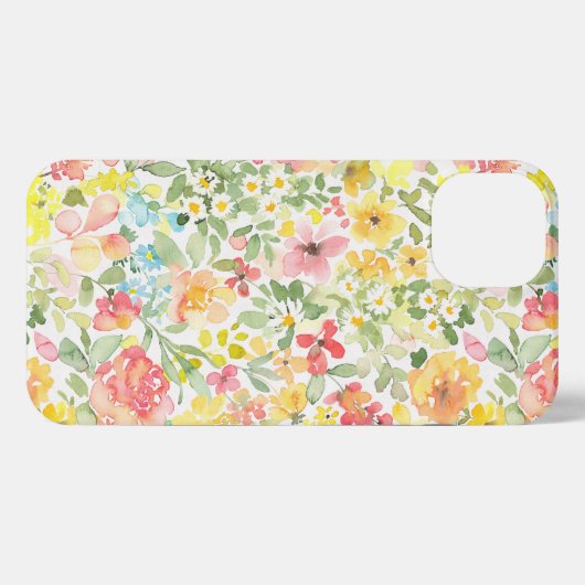 Optimisme - levendige waterverf floraal iPhone hoesje (Achterkant horizontaal)