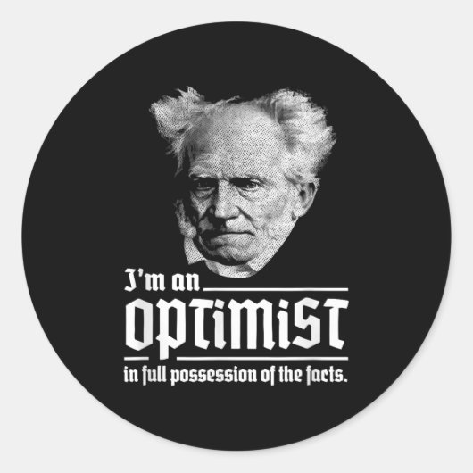 Optimist Arthur Schopenhauer Pessimisme P Ronde Sticker (Voorkant)