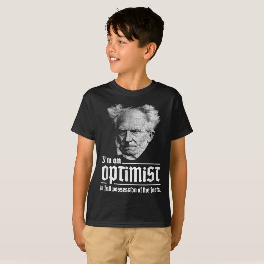 Optimist Arthur Schopenhauer Pessimisme P T-shirt (Voorkant volledig)
