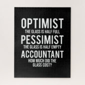 Optimist Pessimist Accountant Glass Costume Gift Legpuzzel (Verticaal)