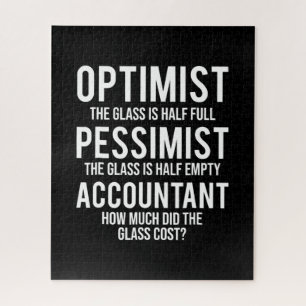 Optimist Pessimist Accountant Glass Costume Gift Legpuzzel