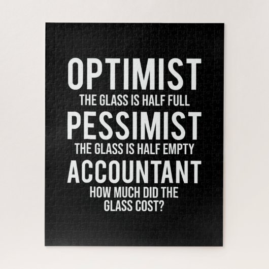 Optimist Pessimist Accountant Glass Costume Gift Legpuzzel (Verticaal)