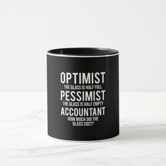 Optimist Pessimist Accountant Glass Costume Gift Mok (Midden)