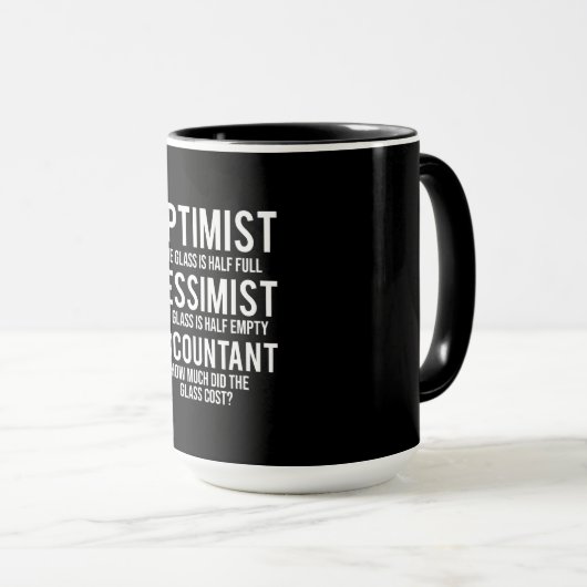 Optimist Pessimist Accountant Glass Costume Gift Mok (Voorkant rechts)