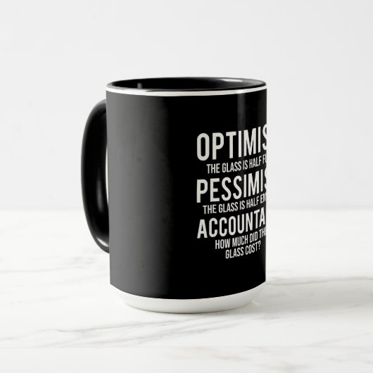 Optimist Pessimist Accountant Glass Costume Gift Mok (Voorkant links)
