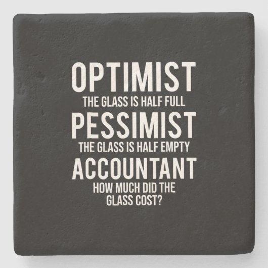 Optimist Pessimist Accountant Glass Costume Gift Stenen Onderzetter (Voorkant)