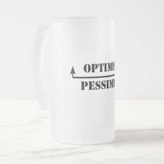 optimist/pessimist matglas bierpul (Voorkant links)