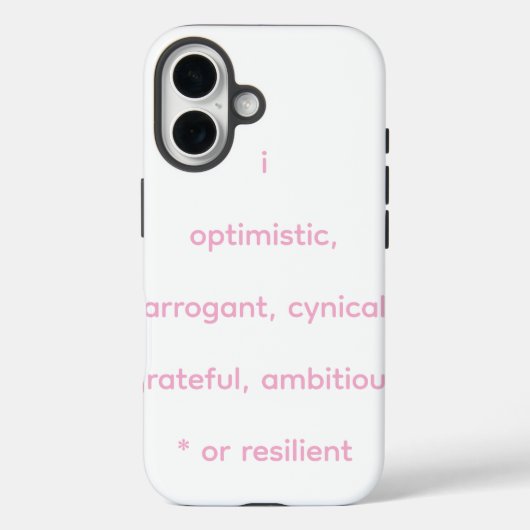 optimistisch, arrogant, cynisch, dankbaar, ambitie Case-Mate iPhone case (Achterkant)
