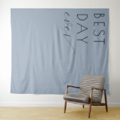 Optimistisch Blauw Minimalistisch Feestelijk Teken Wandkleed (In Situ (horizontaal))