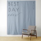 Optimistisch Blauw Minimalistisch Feestelijk Teken Wandkleed (In situ)