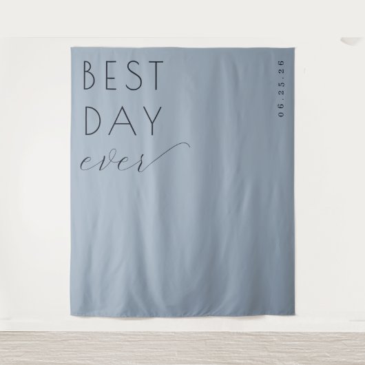 Optimistisch Blauw Minimalistisch Feestelijk Teken Wandkleed (Voorkant)