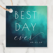 Optimistisch Teal Waterverf Feest Bedankjes Labels (Voorkant)