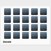 Optimistische blauwe typografische trouwsticker vierkante sticker (Vel)