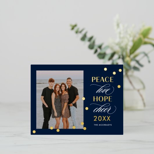 optimistische stemming FOLIE gelukkig nieuwjaar Br Folie Feestdagen Briefkaart (Staand Voorkant)